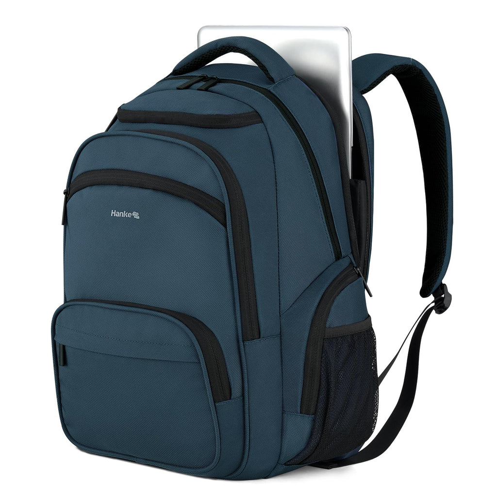 Hanke College Laptop Backpack Multi - Pocket, 18 - Inch Large Travel Backpack for Men Women, Water Resistant College Bookbag for 15.6 Inch Laptop, Casual Daily Personal Item Airline Approved,Navy Blue
