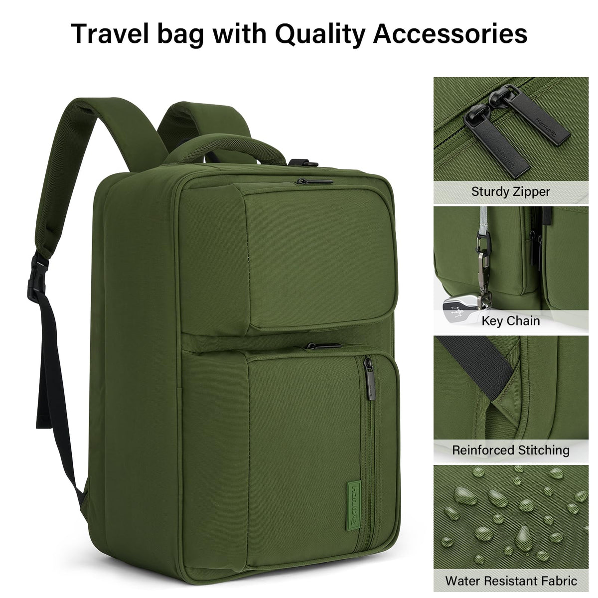 Hanke Convertible Laptop Bag, 3 In 1 Briefcase Backpack 17.3 Inch Computer Bag for Men Women, Travel Laptop Briefcase Messenger Bag, Underseat Carry On Personal Item, Pine Green