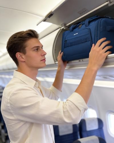 Hanke Duffle Bag for Travel, Dual Expandable 45L - 55L Carry On Duffel, 3 In 1 Weekender Tote, Water Resistant Overnight Bag with 15.6" Compartment for Men Women, Caribbean Blue
