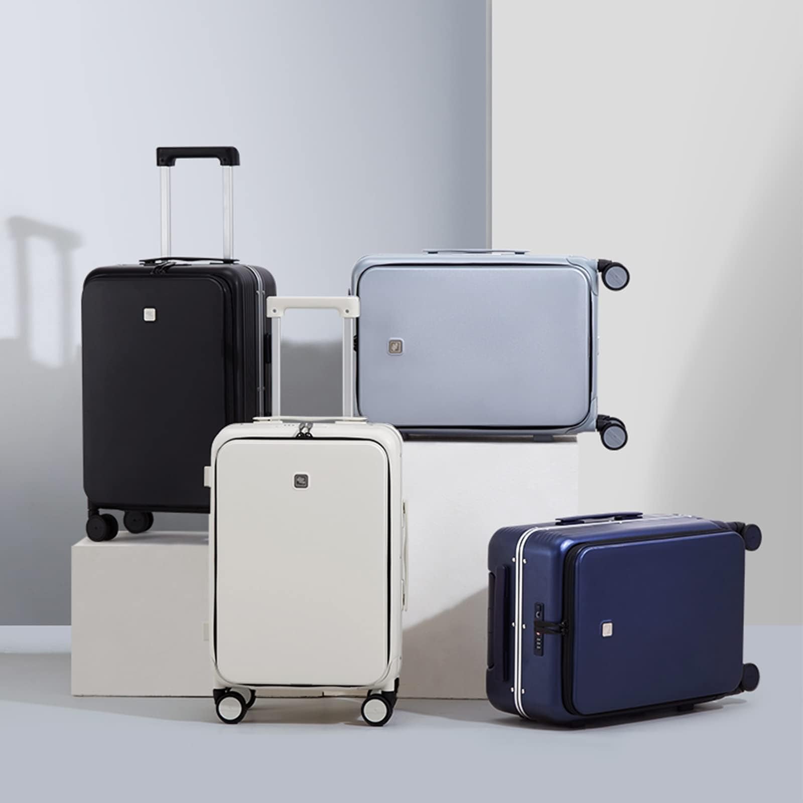 Hanke Grace Hard Shell Suitcases with Wheels,20 Inch Carry On Luggage Airline Approved with Aluminum Frame, Travel suitcase with Front Pocket Travel Luggage for Short Business Trips, Jet Black.