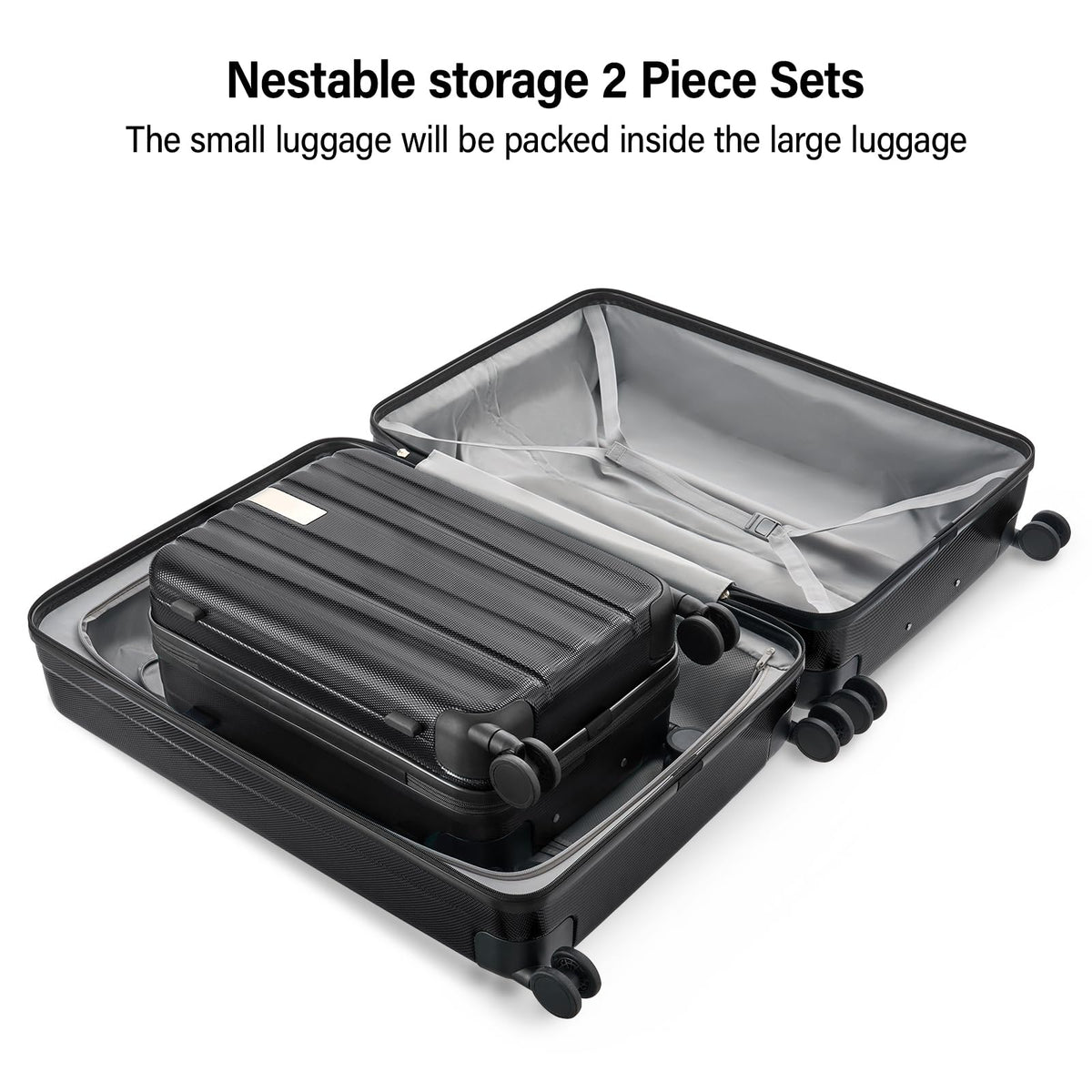 Hanke Hardshell Luggage Sets 2 Piece Extra Large Suitcases with Lock,28 Inch Luggage with Spinner Wheels, Travel Suitcase for Women Men 20 29Inch,Jet Black