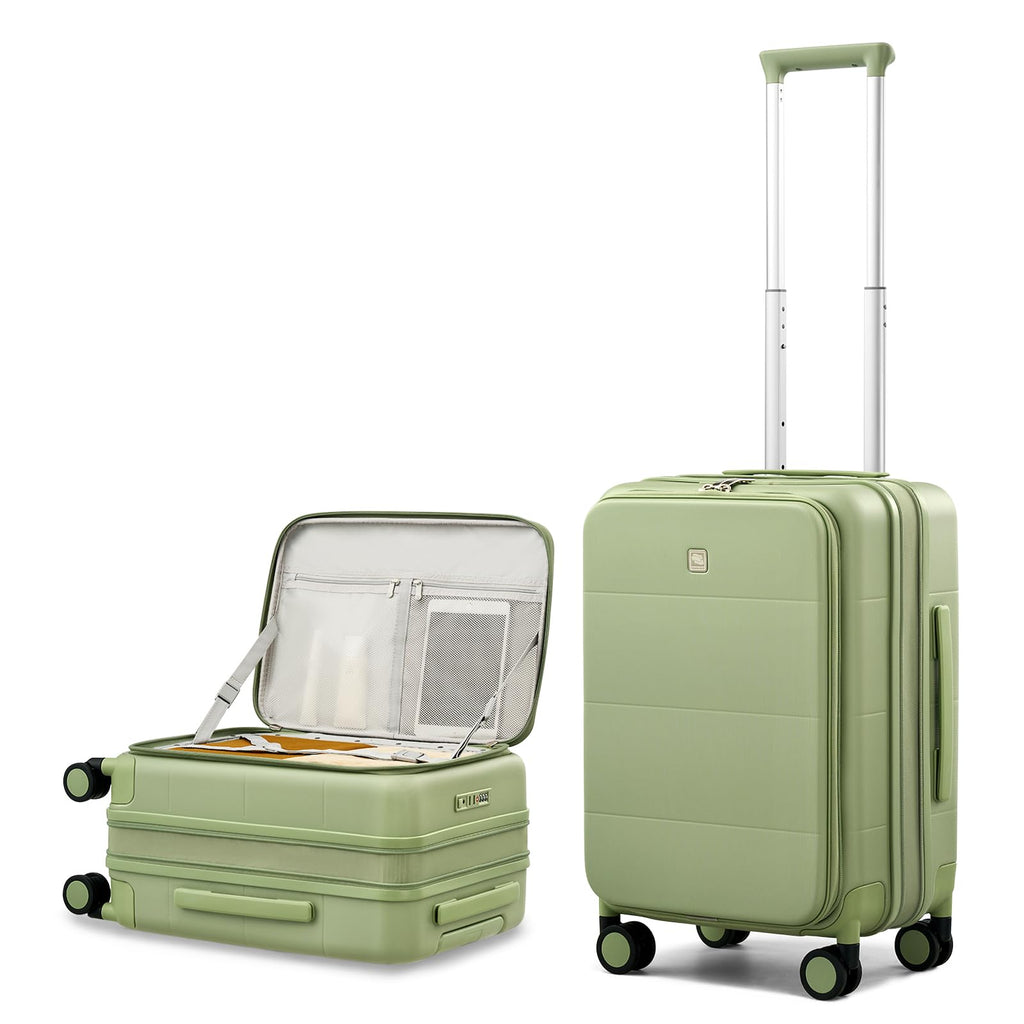 Hanke Hardside Expandable Carry On Luggage, 20 Inch Top Opening Trunk Luggages with Spinner Wheels, All-PC Hard Shell Carry-On Suitcase, Lightweight & TSA Airline Approved (Bamboo Green, 46L)