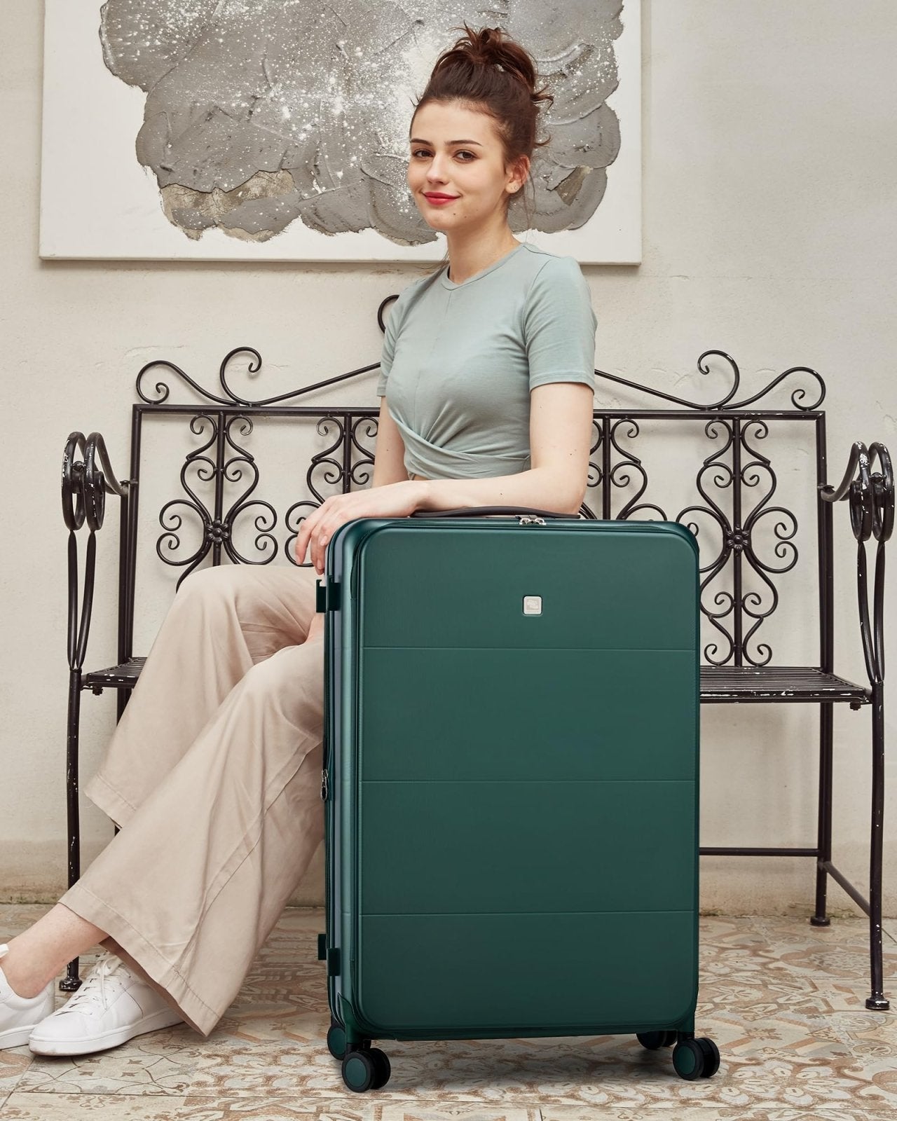 Hanke Hardside Expandable Checked Luggage, 24 Inch Top Opening Trunk Luggages with Spinner Wheels, All - PC Hard Shell Suitcase, Lightweight TSA Checked - Medium(Blackish Green, 83L)