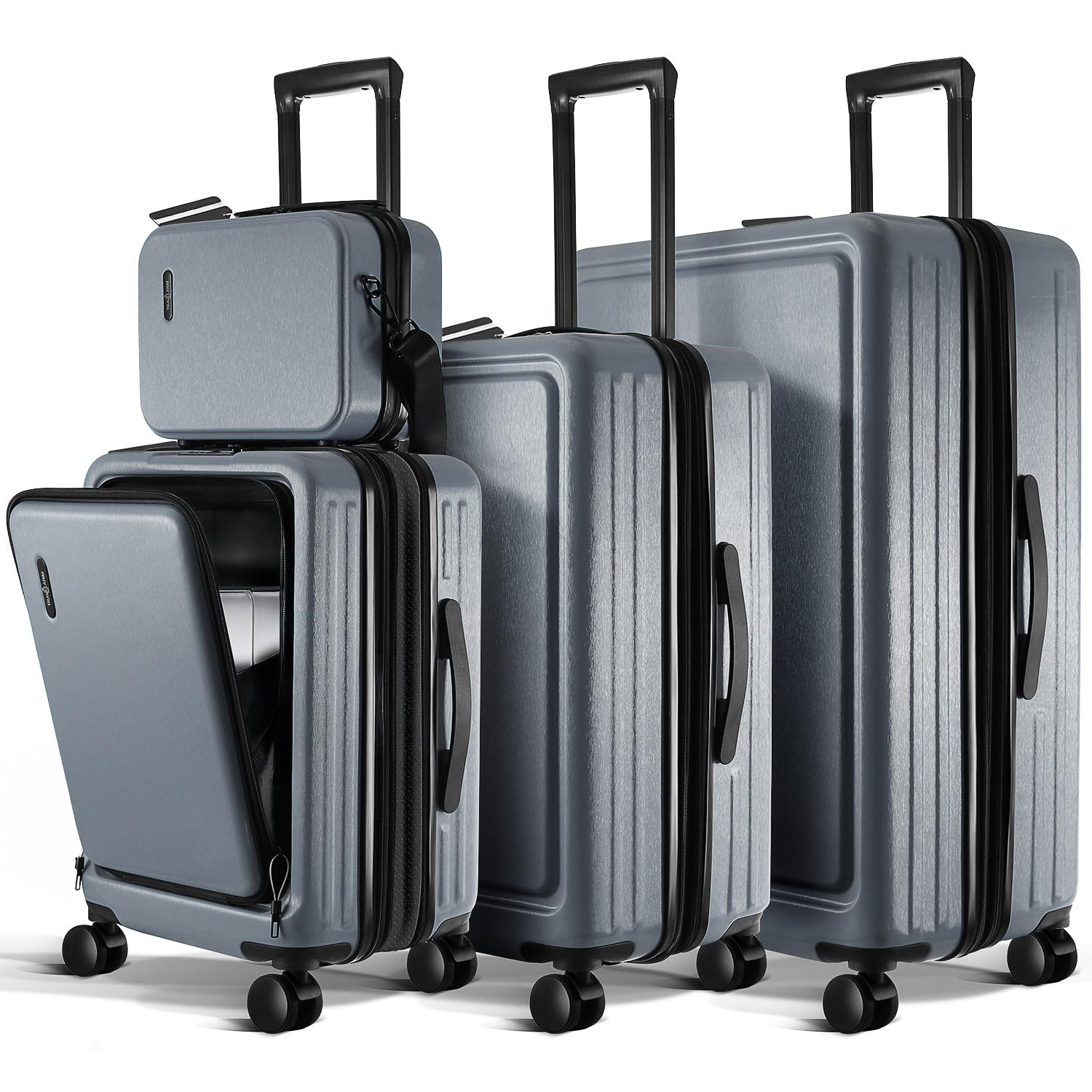 Hard Shell Luggage Sets with Spinner Wheels 4 Piece, Expandable Large Suitcases with TSA Lock, Travel Large Suitcase Set, Grey Luggage Set