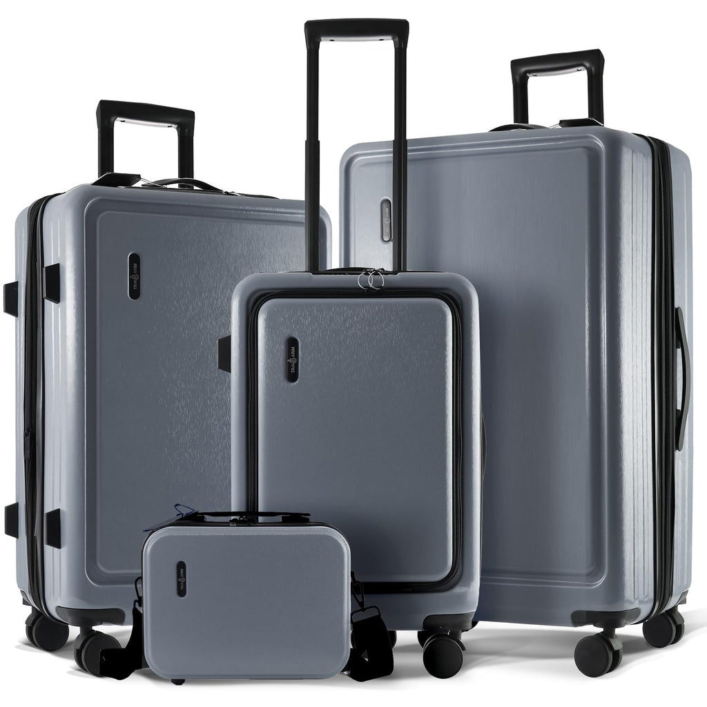 Hard Shell Luggage Sets with Spinner Wheels 4 Piece, Expandable Large Suitcases with TSA Lock, Travel Large Suitcase Set, Grey Luggage Set