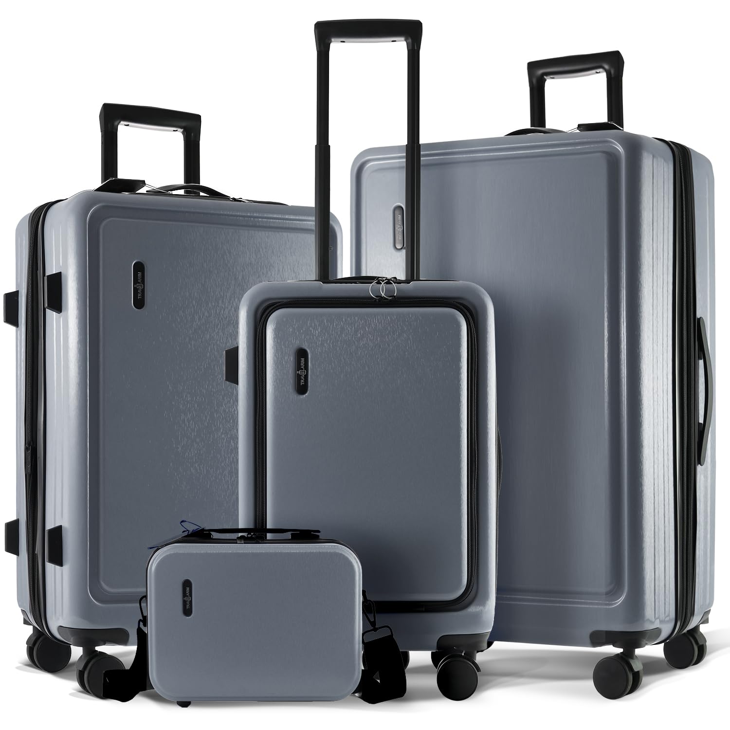 Hard Shell Luggage Sets with Spinner Wheels 4 Piece, Expandable Large Suitcases with TSA Lock, Travel Large Suitcase Set, Grey Luggage Set