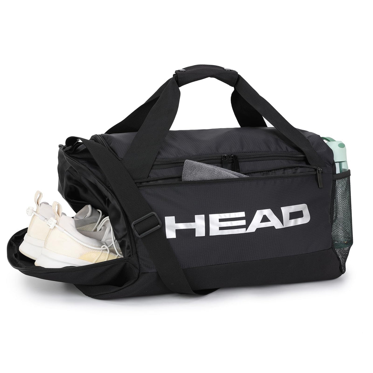 HEAD 45L Gym Duffel Bag with Shoe Compartment & Wet Pocket, Waterproof Large Capacity Sports Bag for Men, Durable Crossbody Weekender for Workout, Fitness, Swimming, Travel
