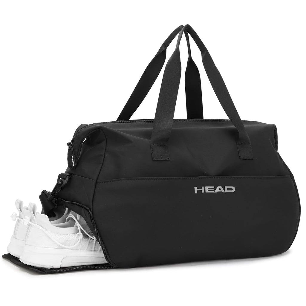 HEAD Women's Gym Duffel Bag, 32L Waterproof Travel Bag with Separate Shoe Compartment, 4 Ways to Carry, Multi-Pocket Sports Tote for Workout, Yoga, Weekender Trip & Business Travel (Black)