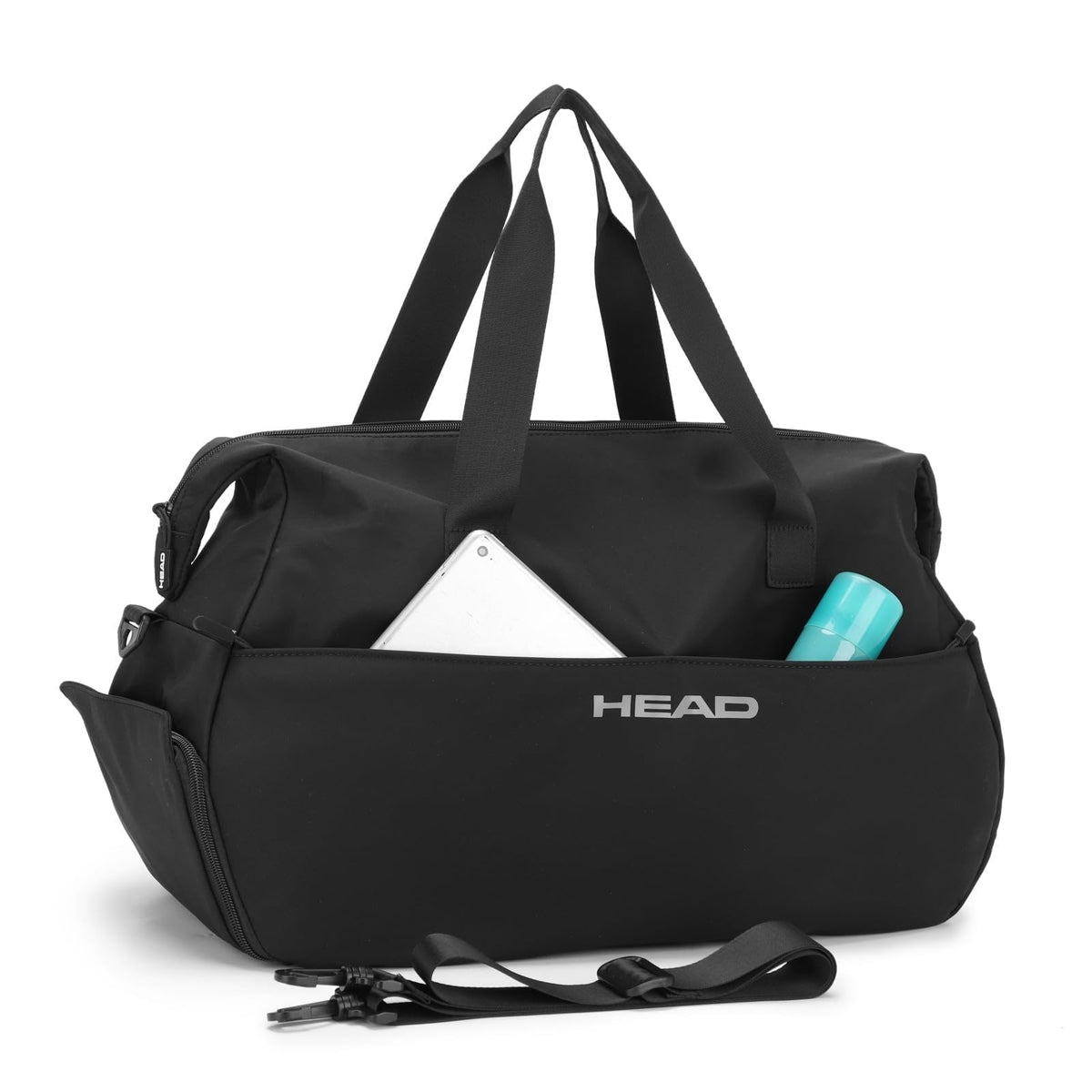HEAD Women's Gym Duffel Bag, 32L Waterproof Travel Bag with Separate Shoe Compartment, 4 Ways to Carry, Multi - Pocket Sports Tote for Workout, Yoga, Weekender Trip & Business Travel (Black)
