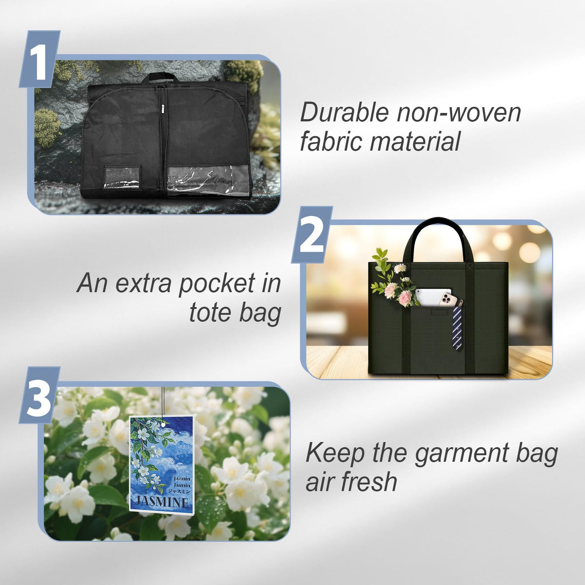 Heavy Duty Large Travel Garment Bag for Hanging Clothes, Zippered Clothing Storage with Multiple Pockets, Breathable Fabric for Dresses and Suits, Moving and Closet Organizer, Black