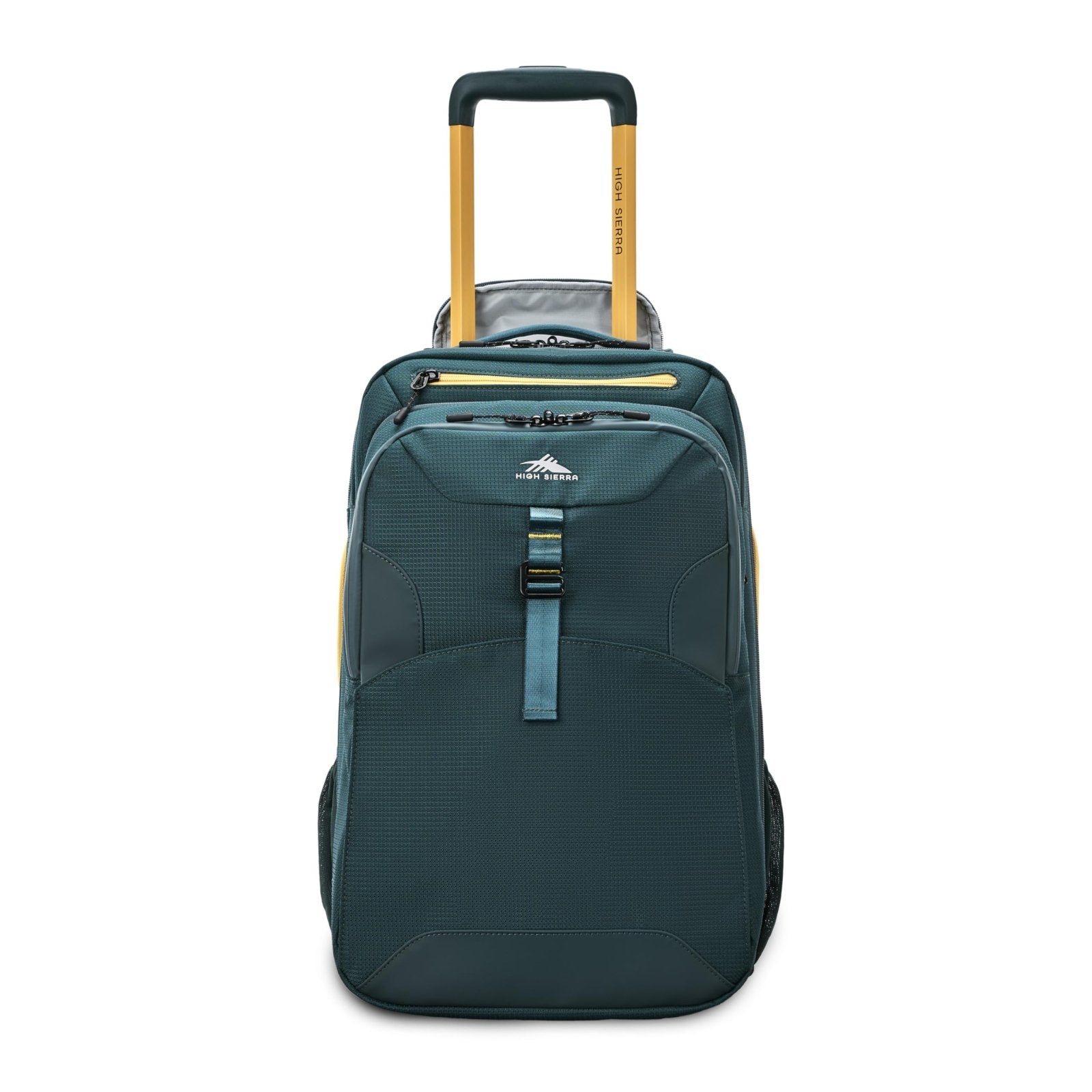 High Sierra Hi-Life 3-in-1 Convertible Wheeled Backpack - Features Removable Daypack, Stack-It Strap, Adjustable Handle, Fleeced Pocket For Scratch Protection, Dual Water Bottle Pockets - Green/Yellow