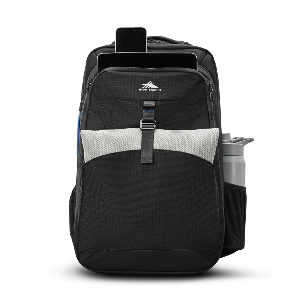 High Sierra Hi - Life 3 - in - 1 Convertible Wheeled Backpack - Features Removable Daypack, Stack - It Strap, Adjustable Handle, Fleeced Pocket For Scratch Protection, Dual Water Bottle Pockets - Black/Blue