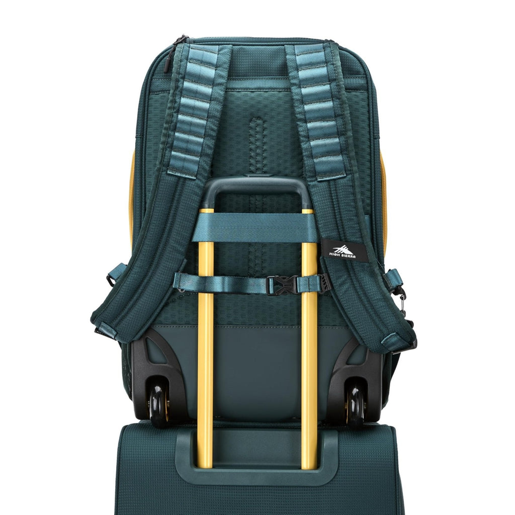 High Sierra Hi - Life 3 - in - 1 Convertible Wheeled Backpack - Features Removable Daypack, Stack - It Strap, Adjustable Handle, Fleeced Pocket For Scratch Protection, Dual Water Bottle Pockets - Green/Yellow