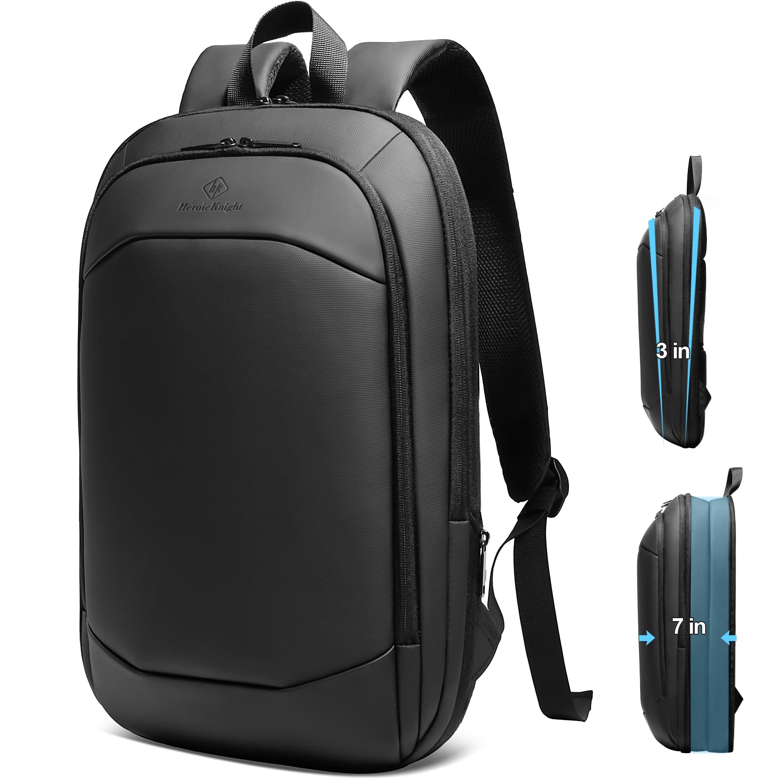 hk Slim Laptop Backpack, Lightweight Expandable High-Tech Business Work Backpack for Men Women,15.6 Inch Anti-theft Waterproof Travel Backpack Durable College Casual Daypack Computer Laptop Bag-Black