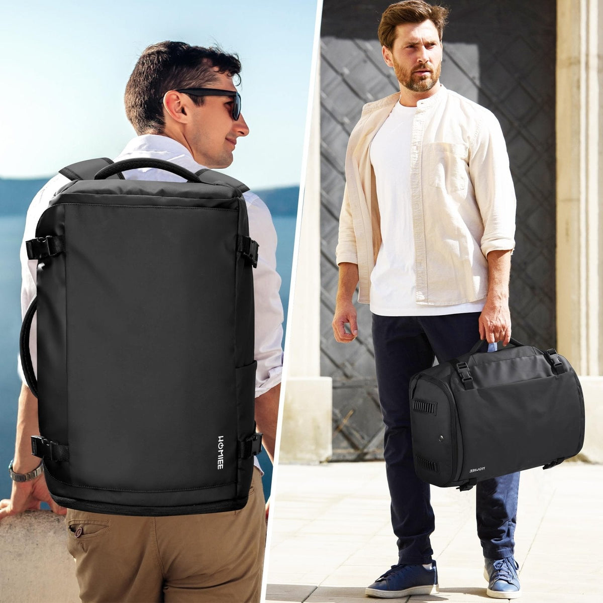HOMIEE Travel Backpack 40L TSA Friendly Flight Approved Carry - on Luggage, Waterproof Business Computer Backpack Fits 17.3 Inch Laptop, Extra Large Weekender Bag with Shoe Compartment, Black
