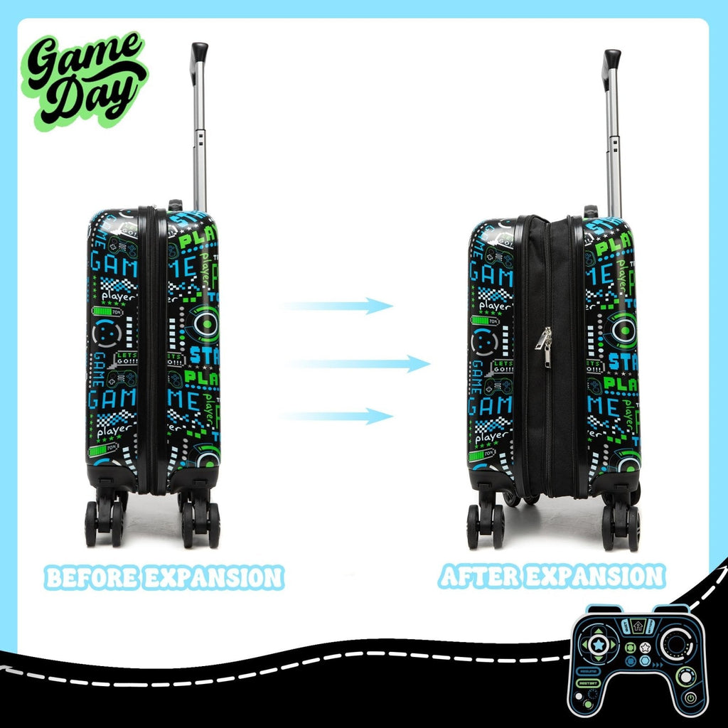 Homskiii Kids Suitcase Set for Boys Hardside Luggage with Spinner Wheels 2 Piece 16inch Toddler Suitcase for Boys Travel Carry on Luggage Airline Approved
