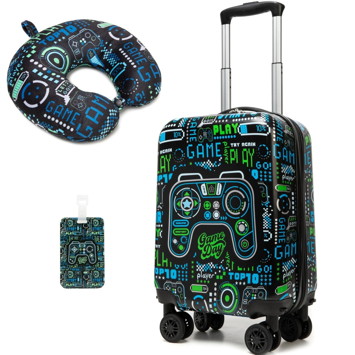 Homskiii Kids Suitcase Set for Boys Hardside Luggage with Spinner Wheels 2 Piece 16inch Toddler Suitcase for Boys Travel Carry on Luggage Airline Approved