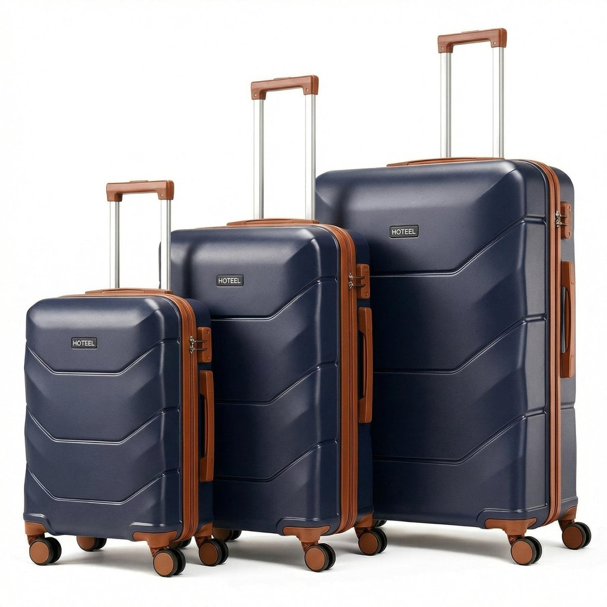 Hoteel Luggage Sets 3 Piece, 4-Year Warranty, Durable Suitcase Set with Spinner Wheels, ABS Hard Shell Lightweight Luggage with TSA Lock, Large Checked Travel Suitcases, Dark Blue(20/24/28)