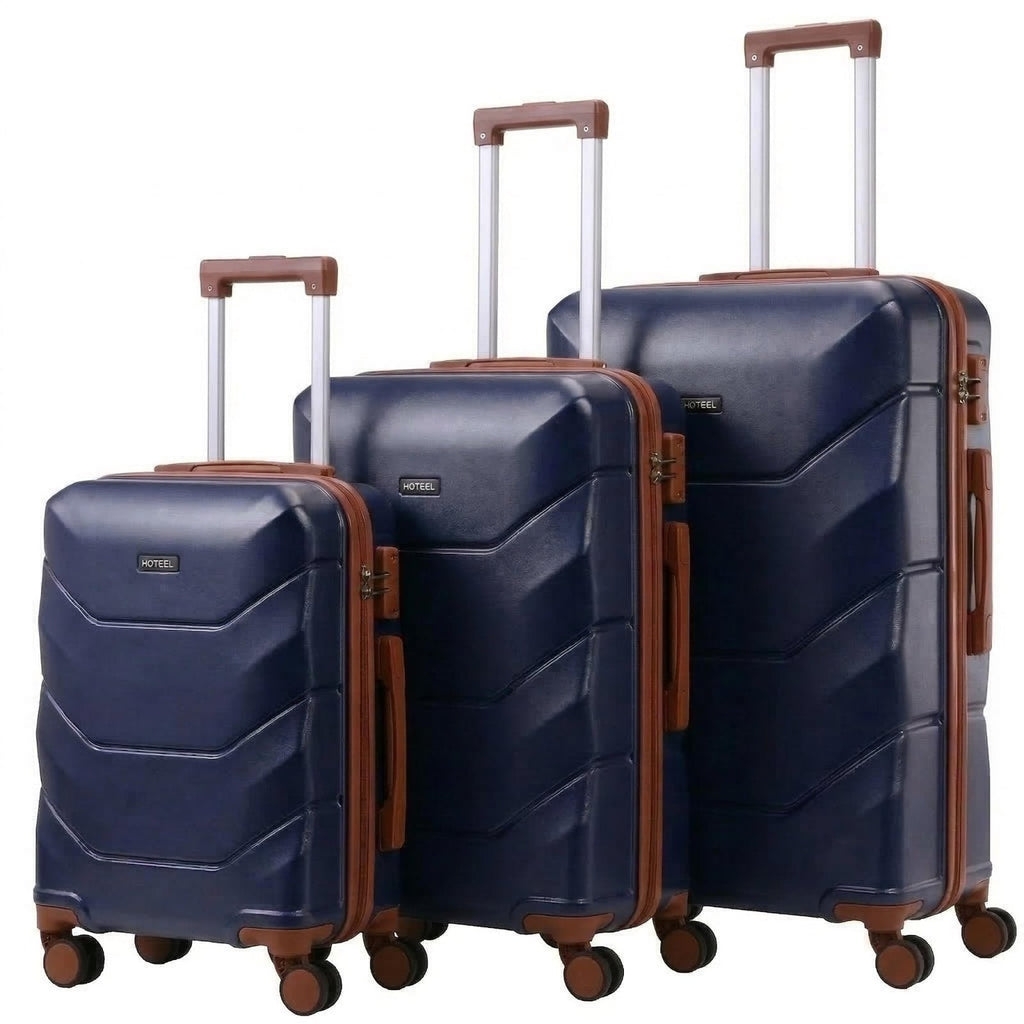 Hoteel Luggage Sets 3 Piece, 4 - Year Warranty, Durable Suitcase Set with Spinner Wheels, ABS Hard Shell Lightweight Luggage with TSA Lock, Large Checked Travel Suitcases, Dark Blue(20/24/28)