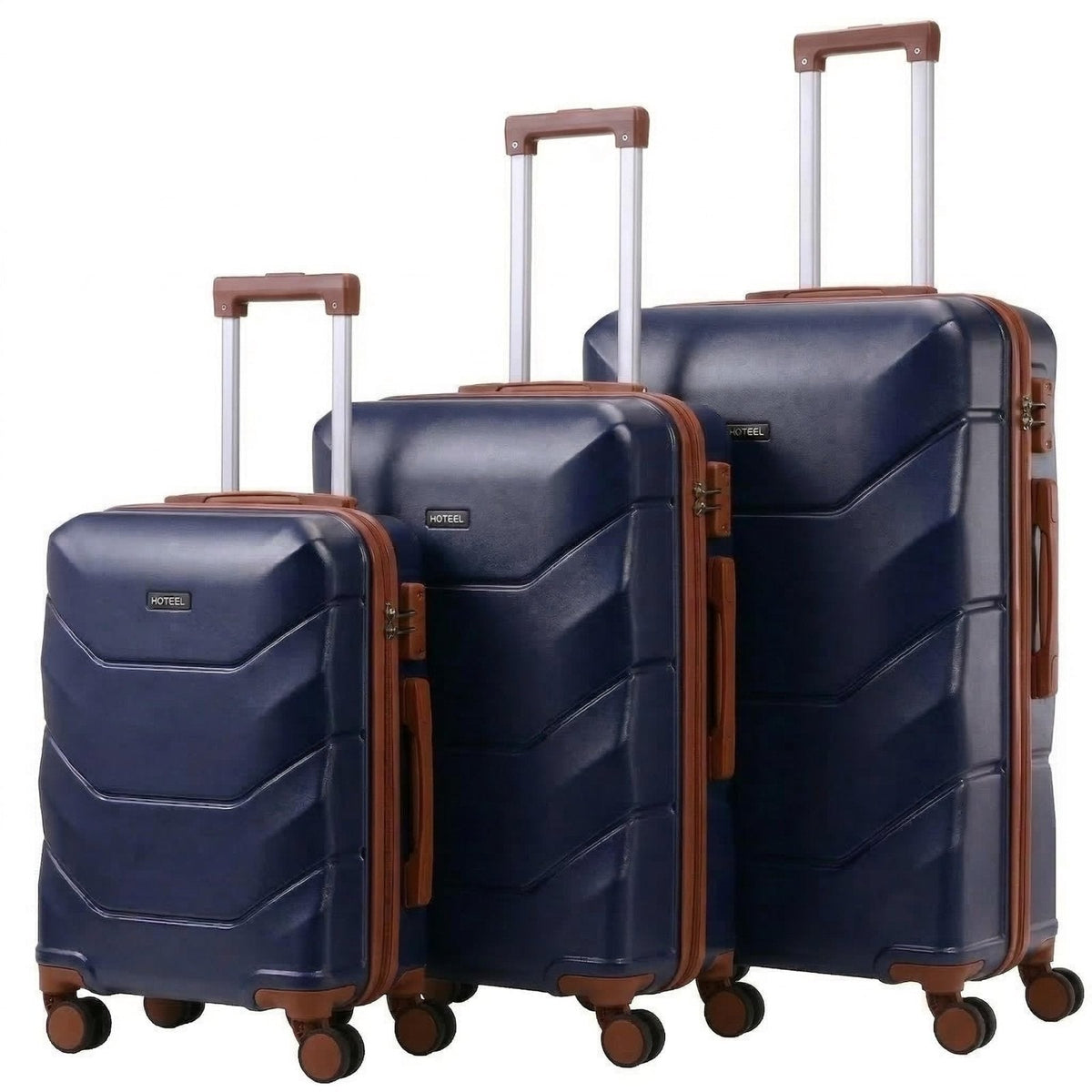 Hoteel Luggage Sets 3 Piece, 4 - Year Warranty, Durable Suitcase Set with Spinner Wheels, ABS Hard Shell Lightweight Luggage with TSA Lock, Large Checked Travel Suitcases, Dark Blue(20/24/28)