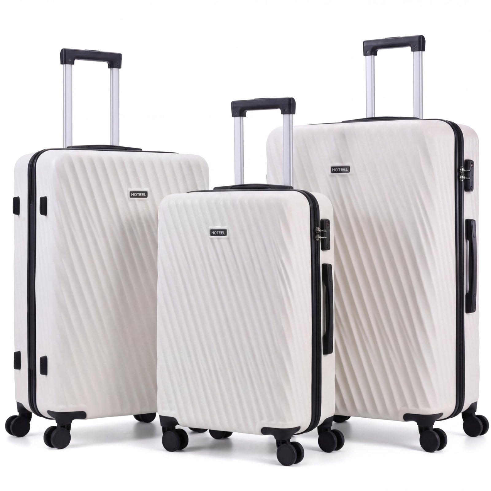 Hoteel Luggage Sets 3 Piece Hardside, 4-Year Warranty, Luggage Set with Spinner Wheels, TSA Lock, Wet/Dry Separation Compartment, Lightweight Carry on Luggage, 20"/24"/28" Suitcase, Beige