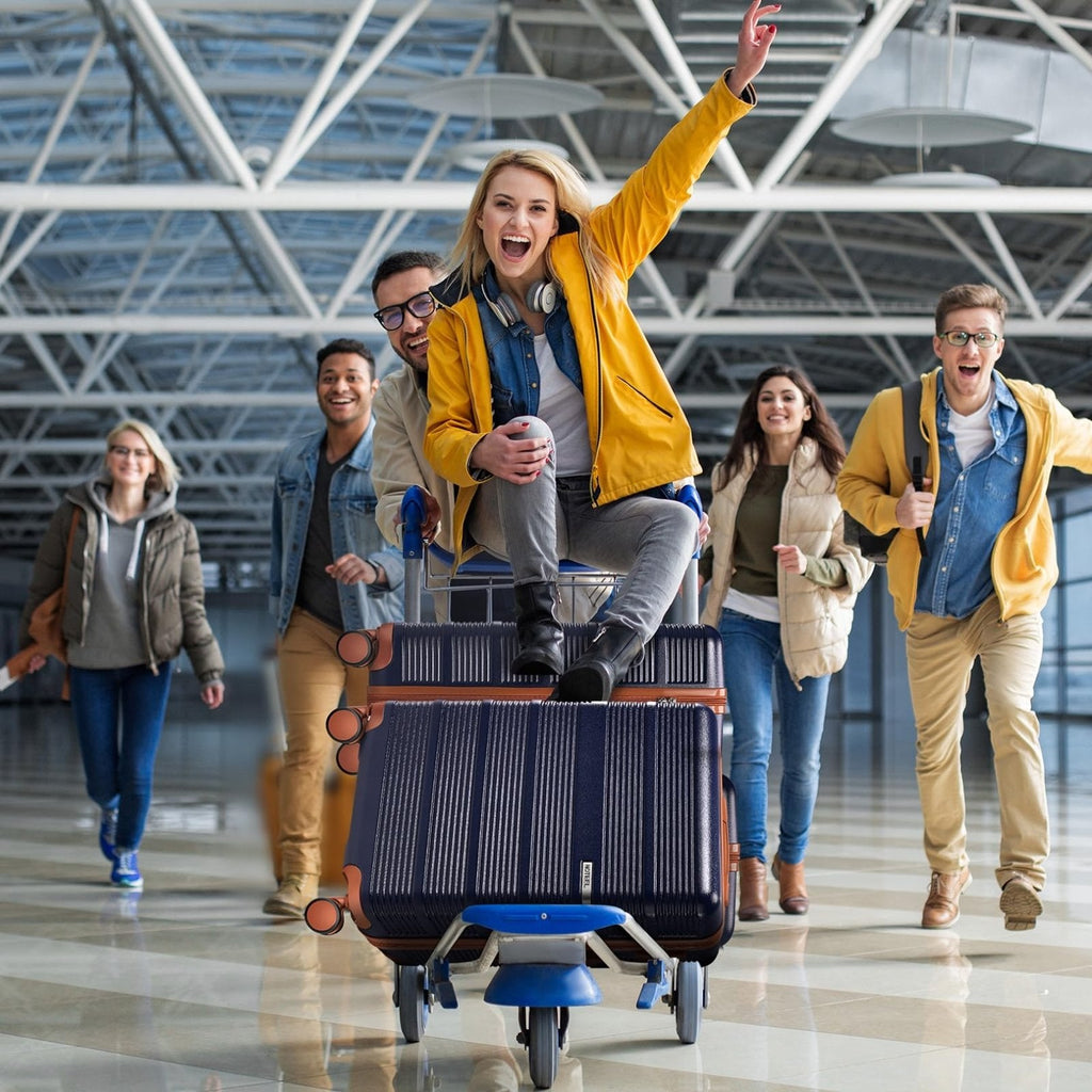 Hoteel Luggage Sets 3 Piece,(4 - YEARS WARRANTY) ABS+PC Durable Lightweight Hard Shell Luggage Sets With TSA Lock For Travel,Business Trip, Suitcase Set 20 24 28 Inch, Blue