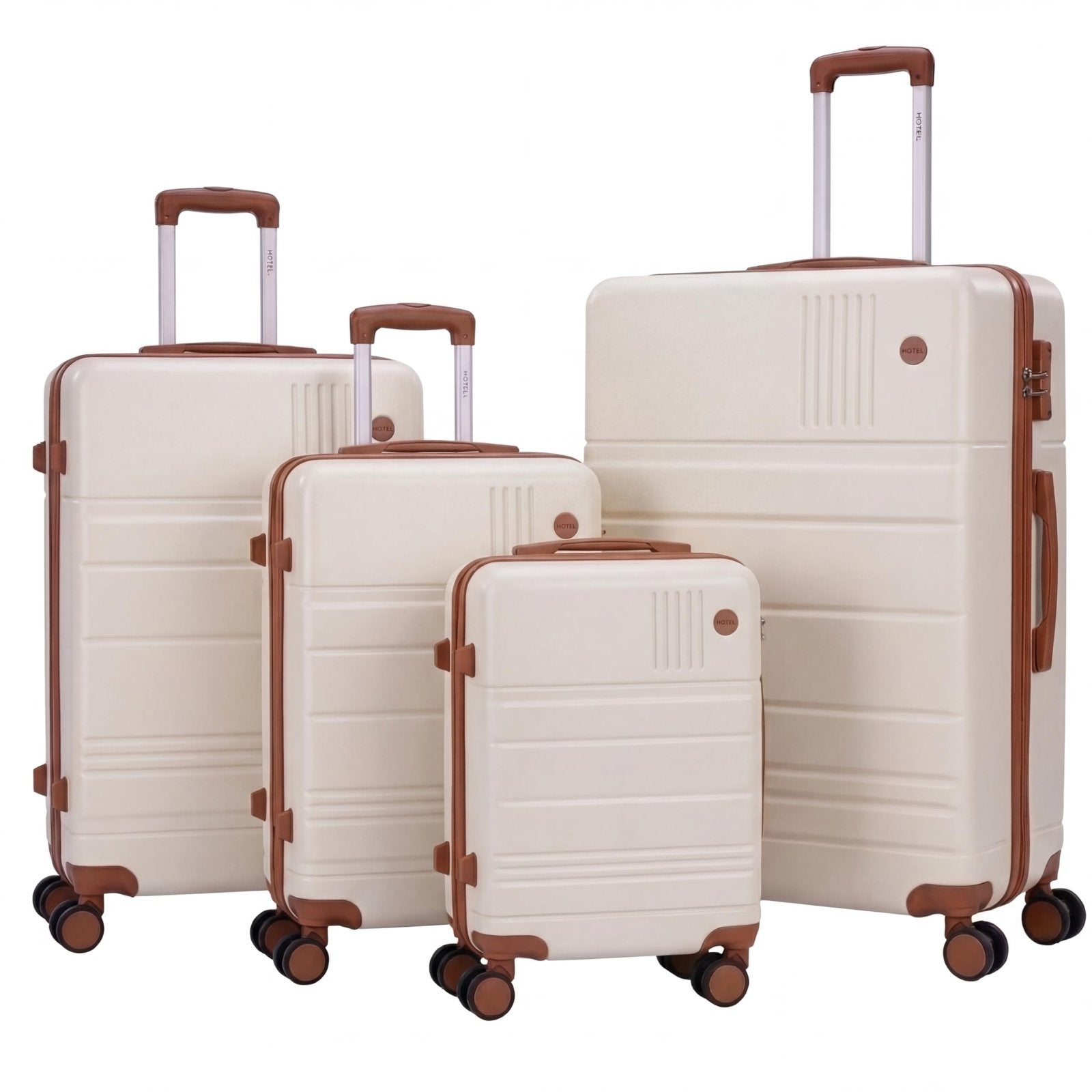 Hoteel Luggage Sets 4 Piece, 4-Year Warranty, Carry-On Luggage with Dual-Spinner Wheels, PC+ABS Hardside Suitcase Set with TSA Lock, Large Checked Travel Suitcases, Beige(16/20/24/28)