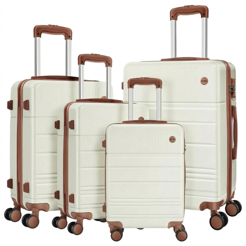 Hoteel Luggage Sets 4 Piece, 4-Yr Warranty Durable Suitcase Dual-Spinner Wheel TSA Lock, Lightweight Travel Hardshell PC+ABS Carry on Luggage for Men&Women, Beige(16/20/24/28 inch)