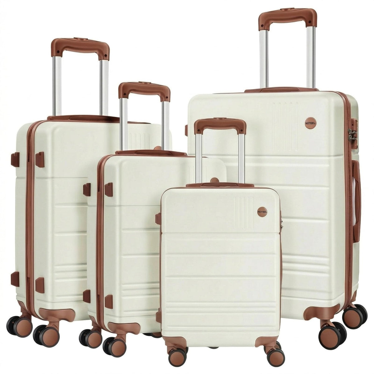 Hoteel Luggage Sets 4 Piece, 4-Yr Warranty Durable Suitcase Dual-Spinner Wheel TSA Lock, Lightweight Travel Hardshell PC+ABS Carry on Luggage for Men&Women, Beige(16/20/24/28 inch)