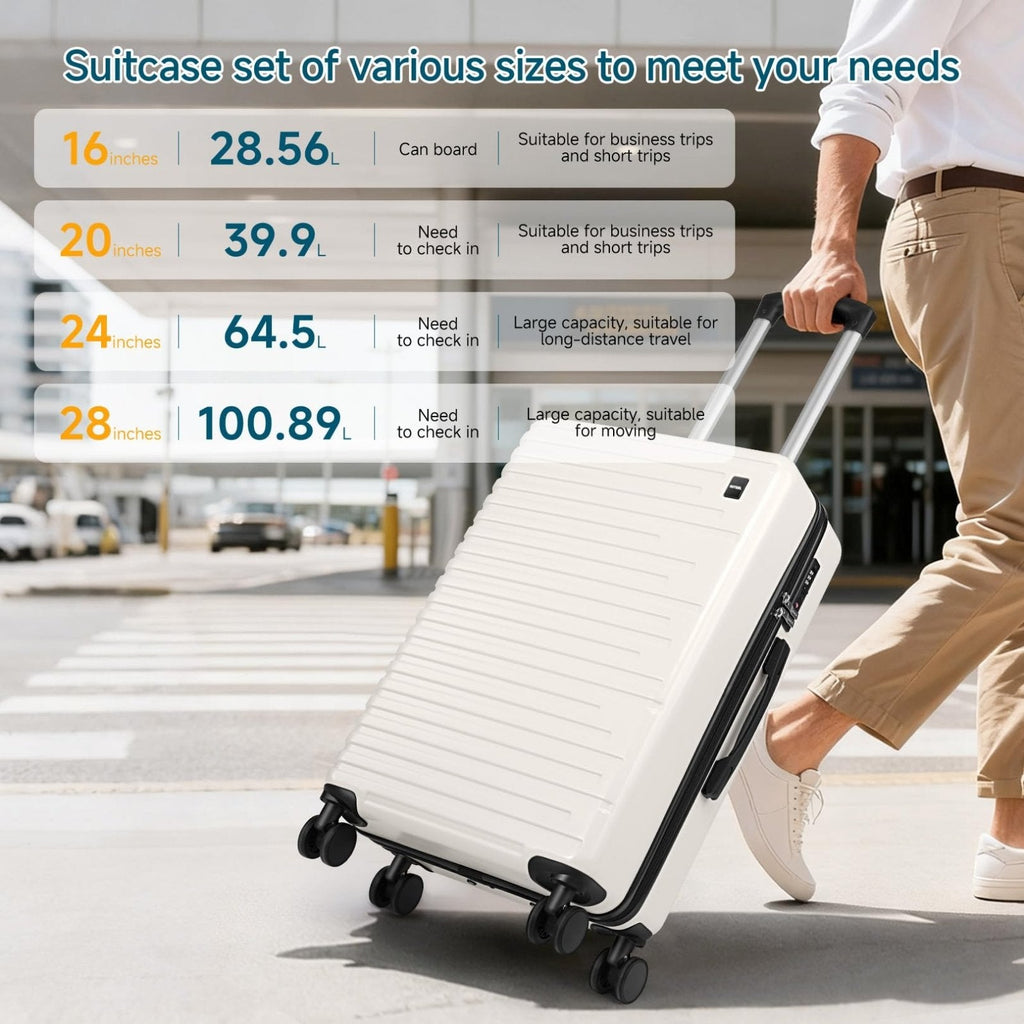 Hoteel Luggage Sets 5 Piece, 4 - Year Warranty, Carry - On Luggage with Dual - Spinner Wheels, PC+ABS Hardside Suitcase Set with TSA Lock, Durable Large Suitcase, Beige(20/24/28/DB/TB)