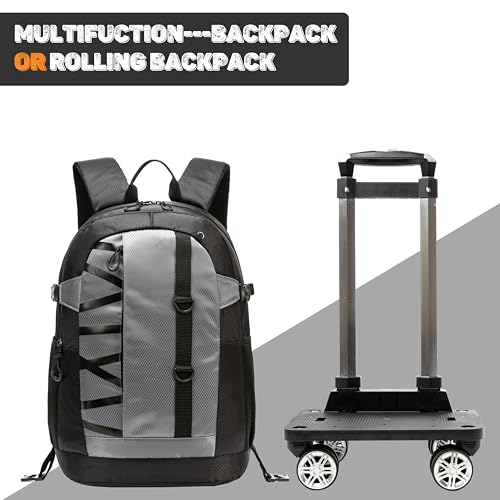 HTgroce Rolling Backpack with Wheels for Boys Roller Wheels Backpacks Big Kids Laptop Luggage Travel Suitcase for Teen Boys
