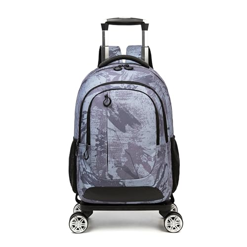 HTgroce Rolling Backpack with Wheels for Boys Roller Wheels Backpacks Big Kids Laptop Luggage Travel Suitcase for Teen Boys