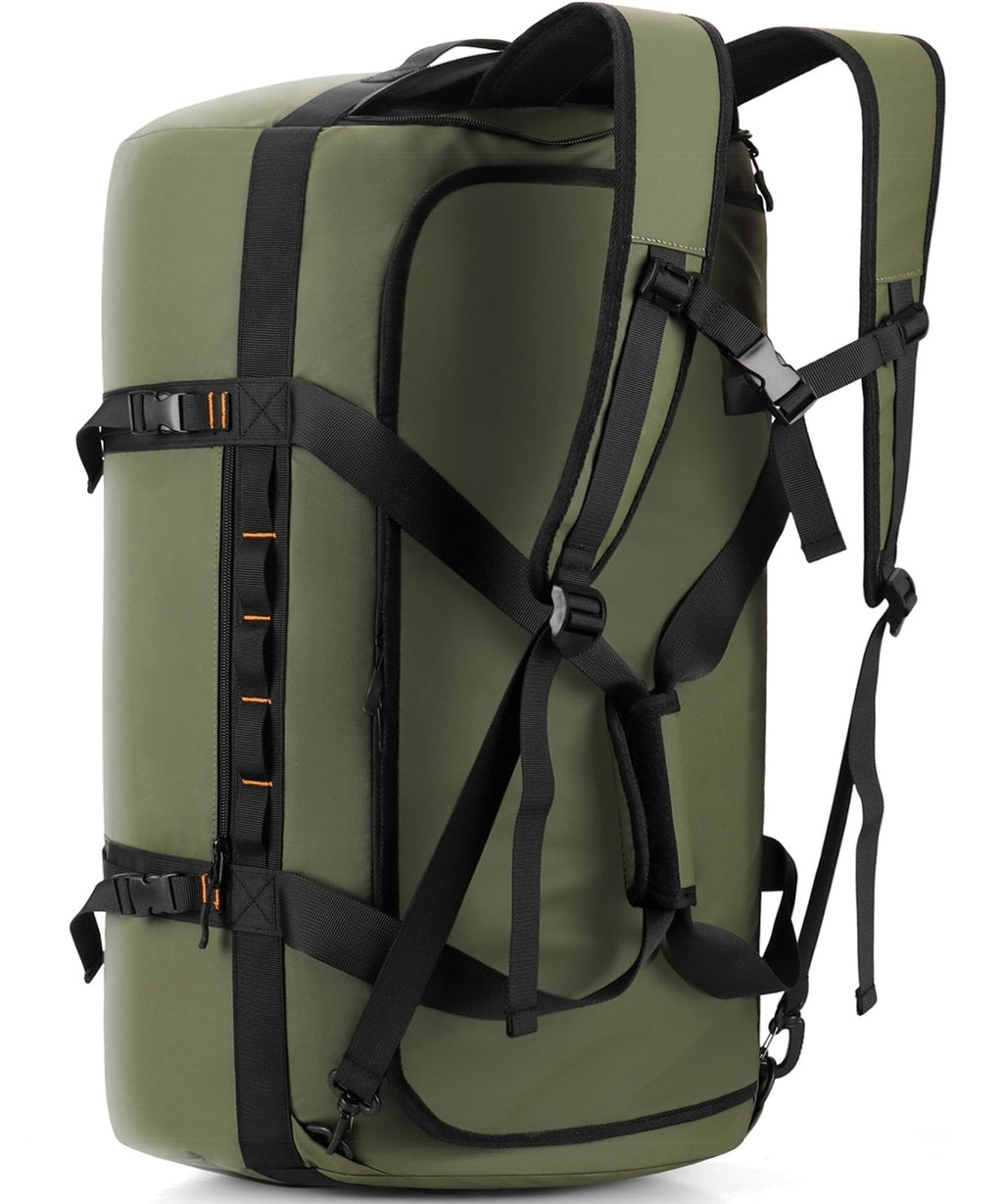 Hulongo 40L/60L/90L Large Waterproof Duffle Bag Backpack for Men, Mens Duffel Backpack Bags for Traveling, Heavy Duty (Green, 60L)