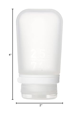 humangear GoToob+ (Medium) | Refillable Silicone Travel Bottle | Locking Lid | Food - Safe Material | Clear, Medium (2.5 fl.oz.; 74ml)