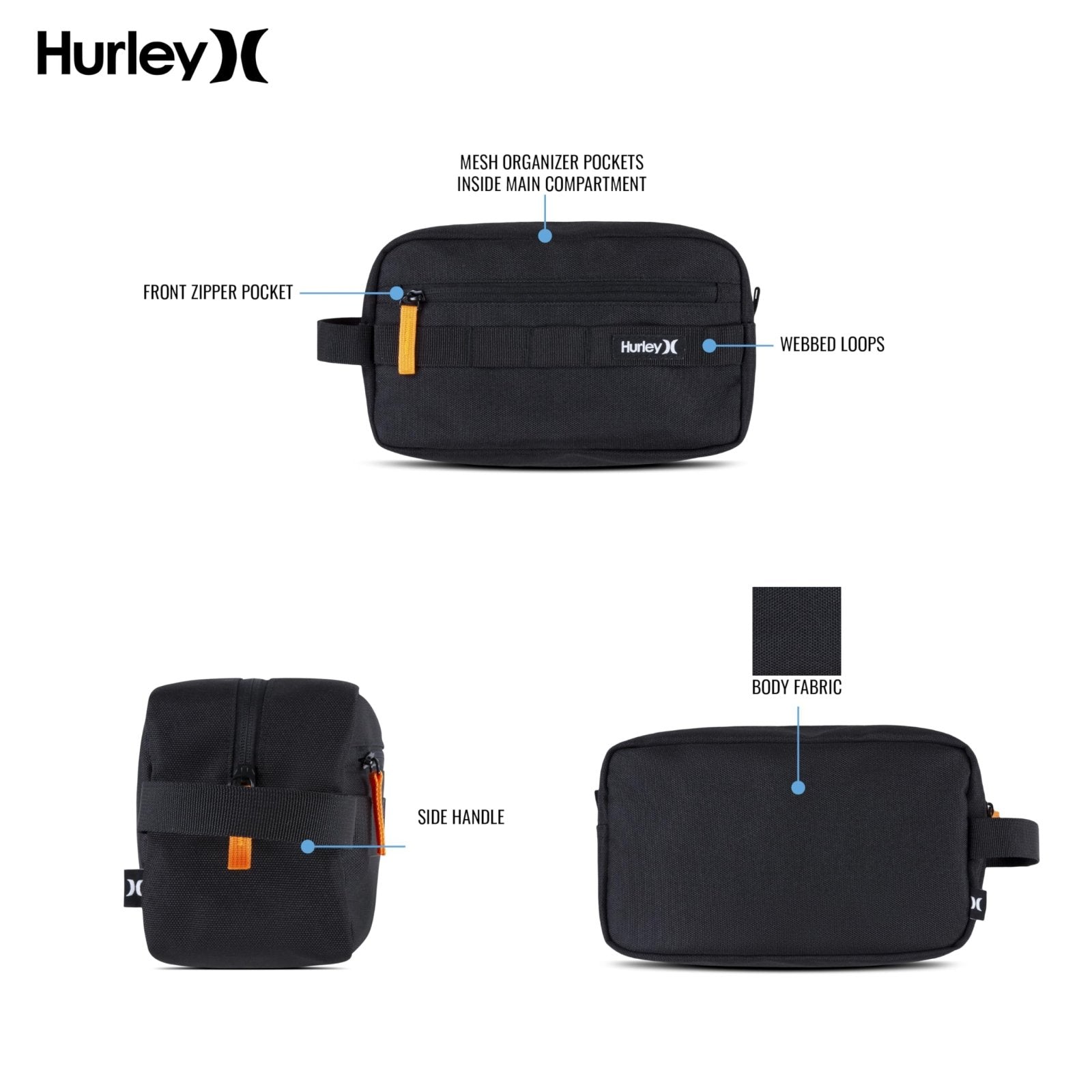 Hurley Unisex - Adults Small Items Travel Dopp Kit, Silver Lining, One Size
