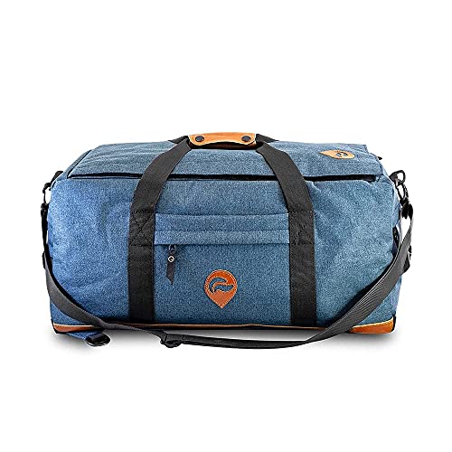 Hybrid Backpack/Duffle - Smell Proof - Weather Resistant - With Combo Lock (Navi Denim) US PATENT NUMBER D819327