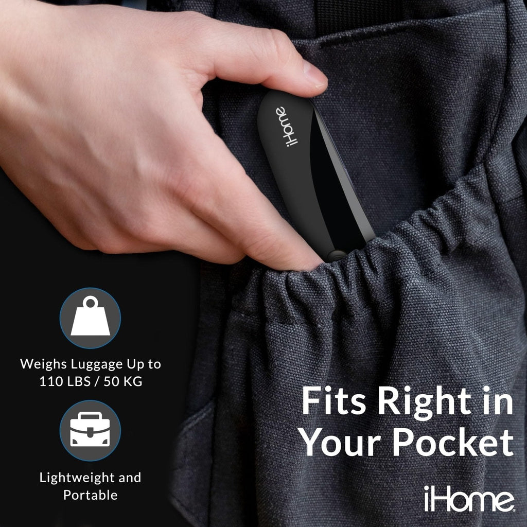 iHome Digital Luggage Scale - 110lbs Portable Suitcase Scale with LCD Display - Luggage Weight Scale (220LSGL2BL)