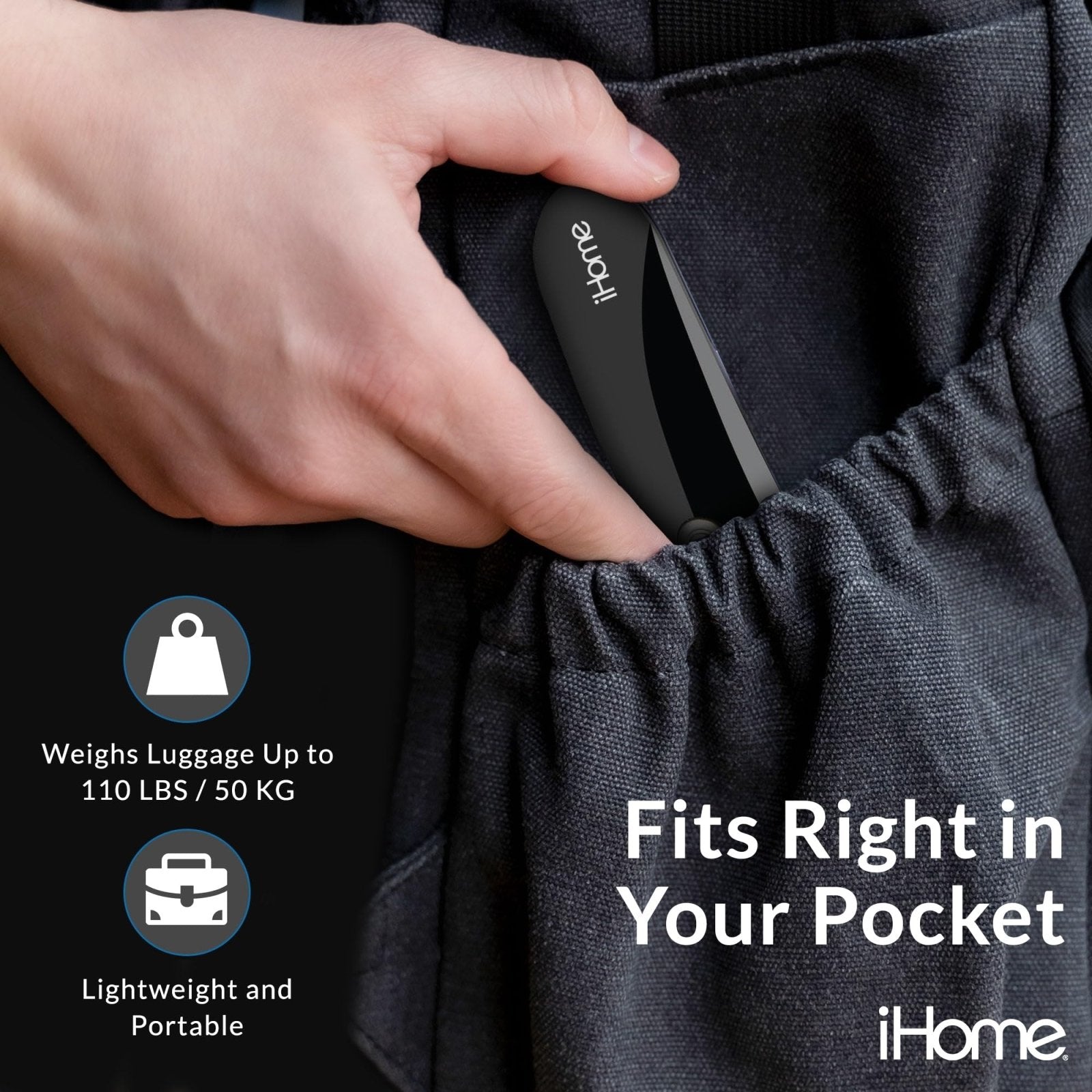 iHome Digital Luggage Scale - 110lbs Portable Suitcase Scale with LCD Display - Luggage Weight Scale (220LSGL2BL)
