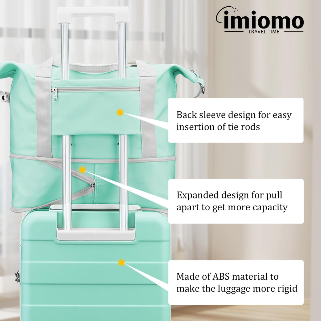 imiomo 3 Piece Luggage Sets,Suitcase with Spinner Wheels,Luggage Set Clearance for Women Man, Lightweight Rolling Hardside Travel Luggage with TSA Lock (Green, 5PCS)