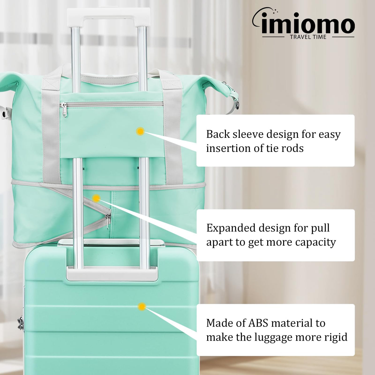 imiomo 3 Piece Luggage Sets,Suitcase with Spinner Wheels,Luggage Set Clearance for Women Man, Lightweight Rolling Hardside Travel Luggage with TSA Lock (Green, 5PCS)