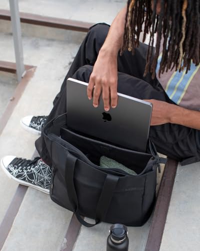Incase Crosstown Tote - Work, Gym and Travel Bag with Laptop Sleeve, Zipper Close, Multiple Storage Compartments, Two Water Bottle Pockets, Travel Pass-Through (Black)