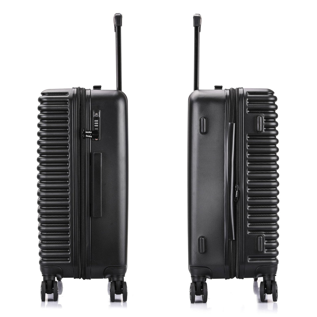 InUSA ALLY Travel Suitcase with Spinner Wheels | Lightweight Ergonomic Handles and TSA Lock Spacious Traveling Suitcases | (20/24) 2 Piece Hardside Luggage Set | Black