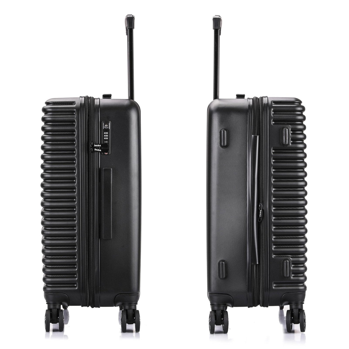 InUSA ALLY Travel Suitcase with Spinner Wheels | Lightweight Ergonomic Handles and TSA Lock Spacious Traveling Suitcases | (20/24) 2 Piece Hardside Luggage Set | Black