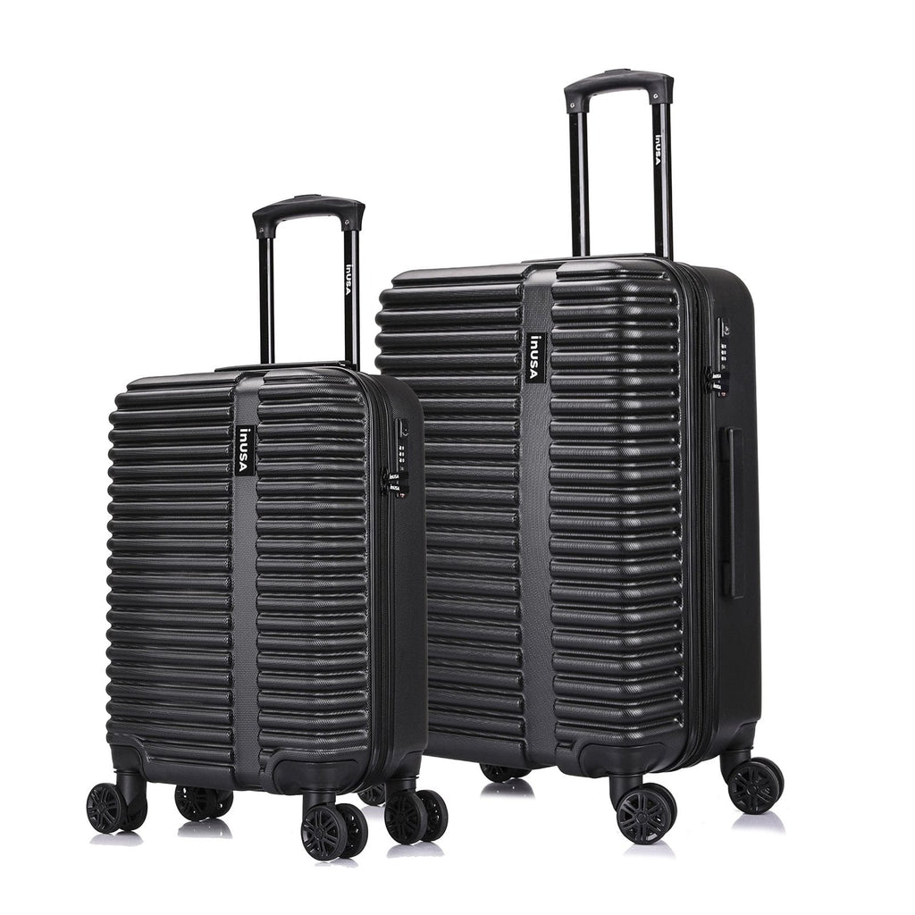 InUSA ALLY Travel Suitcase with Spinner Wheels | Lightweight Ergonomic Handles and TSA Lock Spacious Traveling Suitcases | (20/24) 2 Piece Hardside Luggage Set | Black