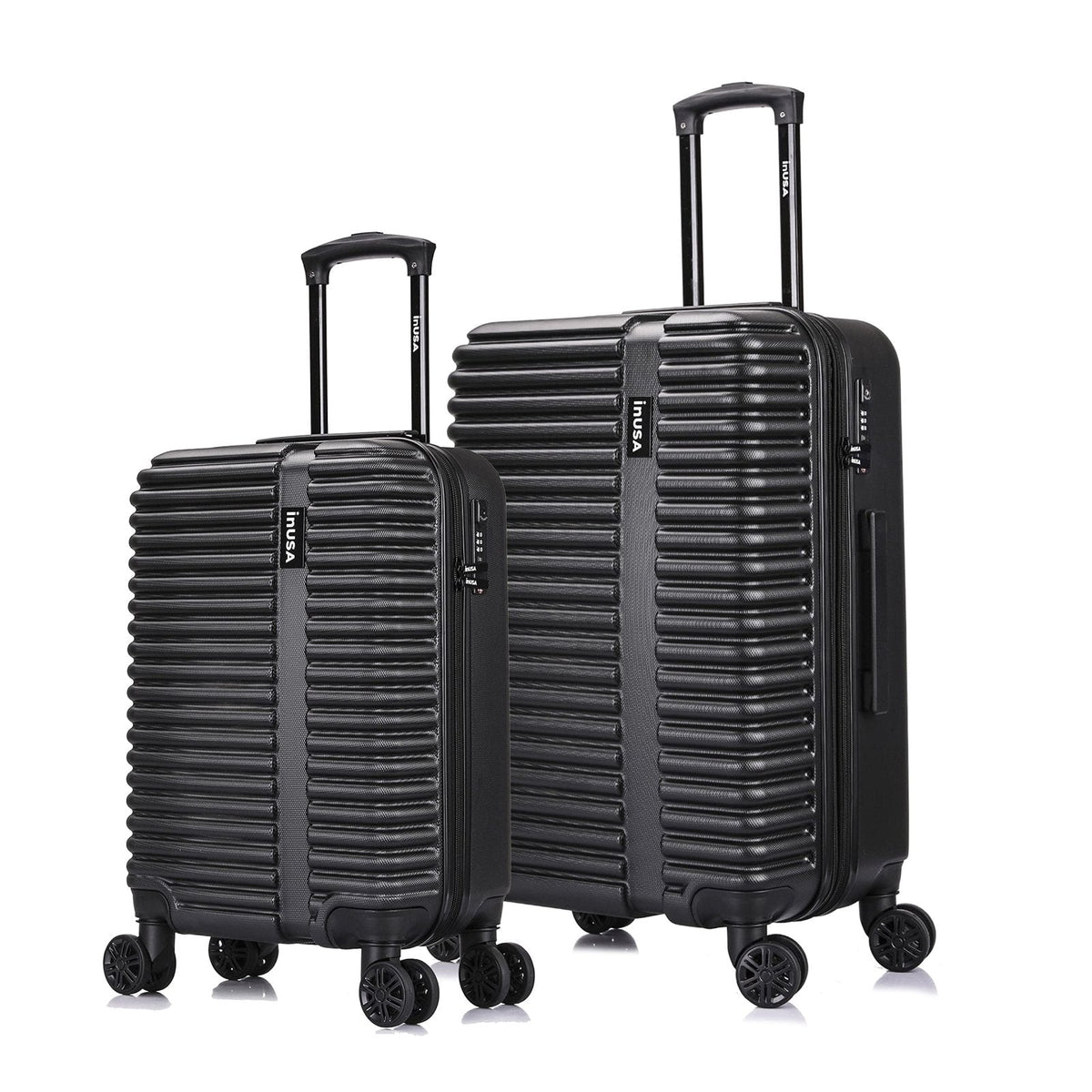 InUSA ALLY Travel Suitcase with Spinner Wheels | Lightweight Ergonomic Handles and TSA Lock Spacious Traveling Suitcases | (20/24) 2 Piece Hardside Luggage Set | Black