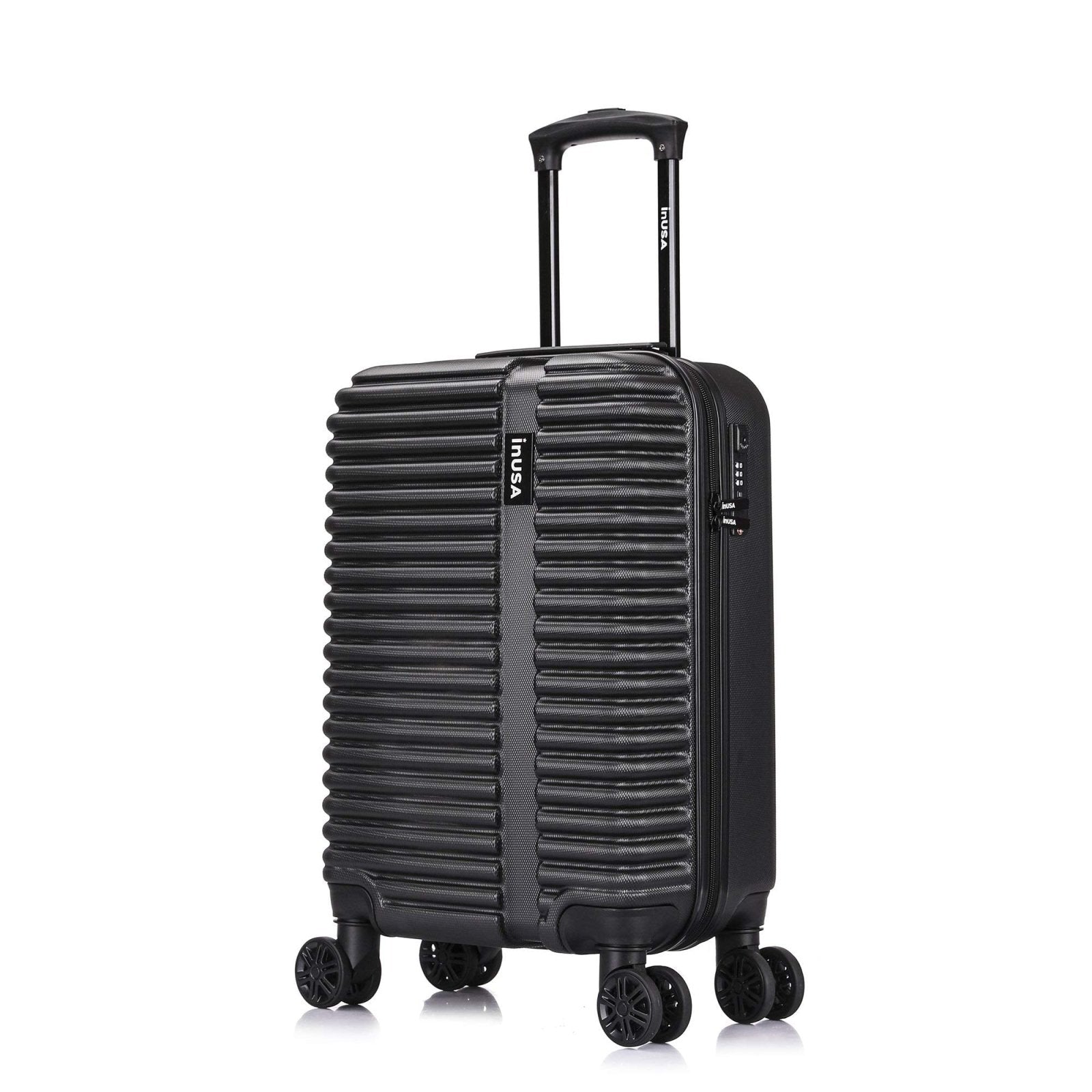 InUSA ALLY Travel Suitcase with Spinner Wheels | Lightweight Ergonomic Luggage Handles and TSA Lock, Spacious Travel Suitcases | 20 Inch Hardside Carry On Luggage | Black