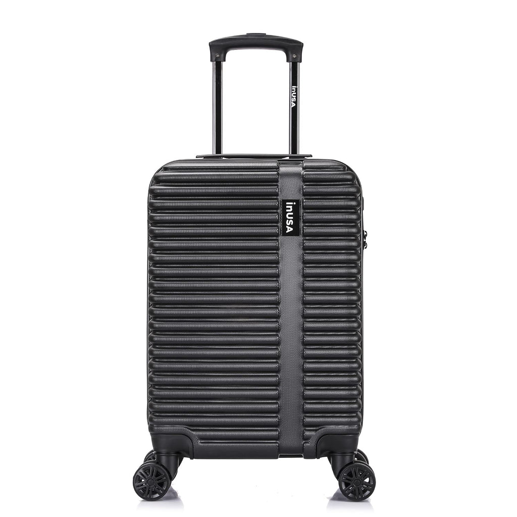 InUSA ALLY Travel Suitcase with Spinner Wheels | Lightweight Ergonomic Luggage Handles and TSA Lock, Spacious Travel Suitcases | 20 Inch Hardside Carry On Luggage | Black