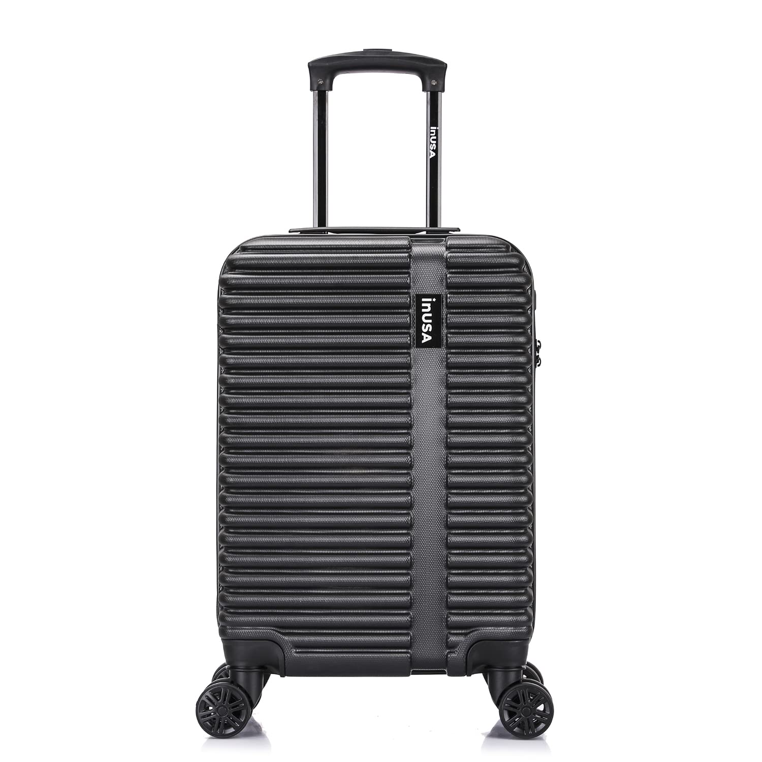 InUSA ALLY Travel Suitcase with Spinner Wheels | Lightweight Ergonomic Luggage Handles and TSA Lock, Spacious Travel Suitcases | 20 Inch Hardside Carry On Luggage | Black