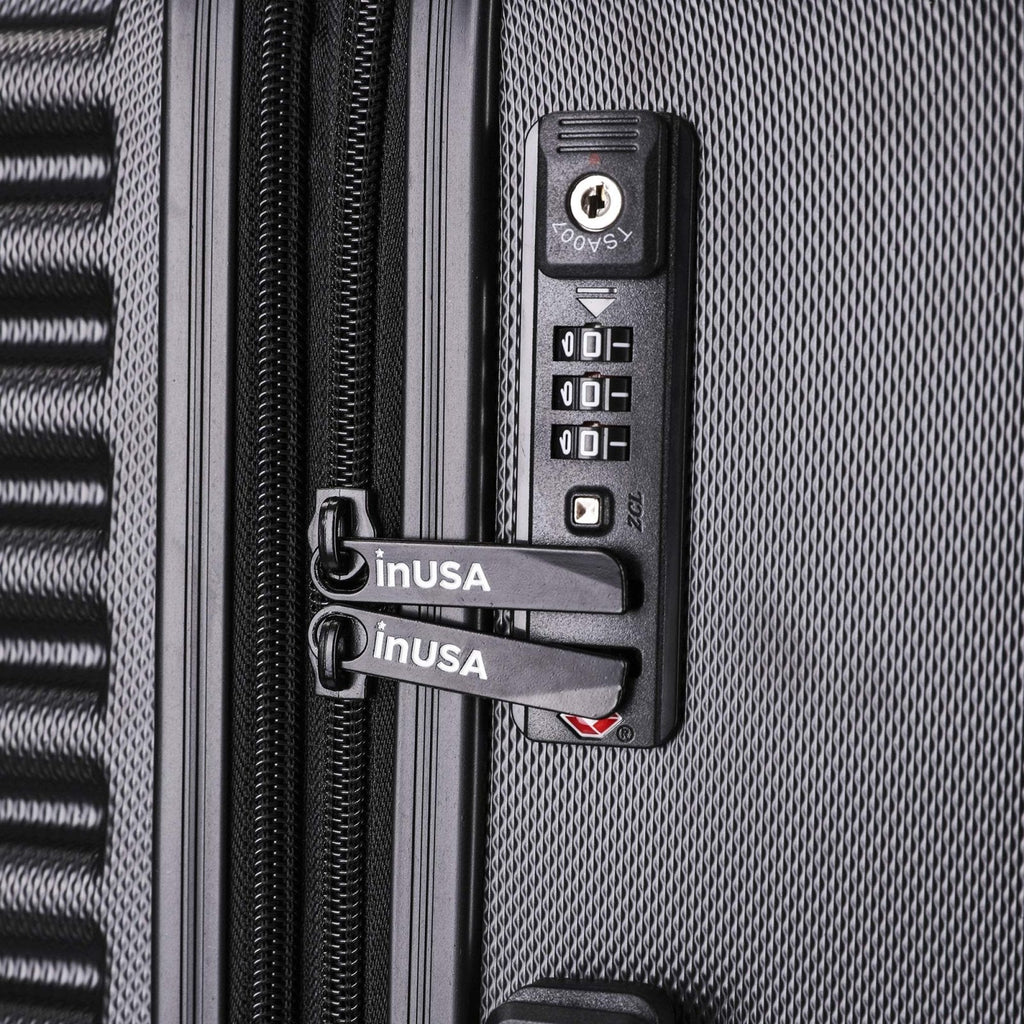 InUSA ALLY Travel Suitcase with Spinner Wheels | Lightweight Ergonomic Luggage Handles and TSA Lock Spacious Traveling Suitcases | 28 Inch Hardside Large Luggage | Black