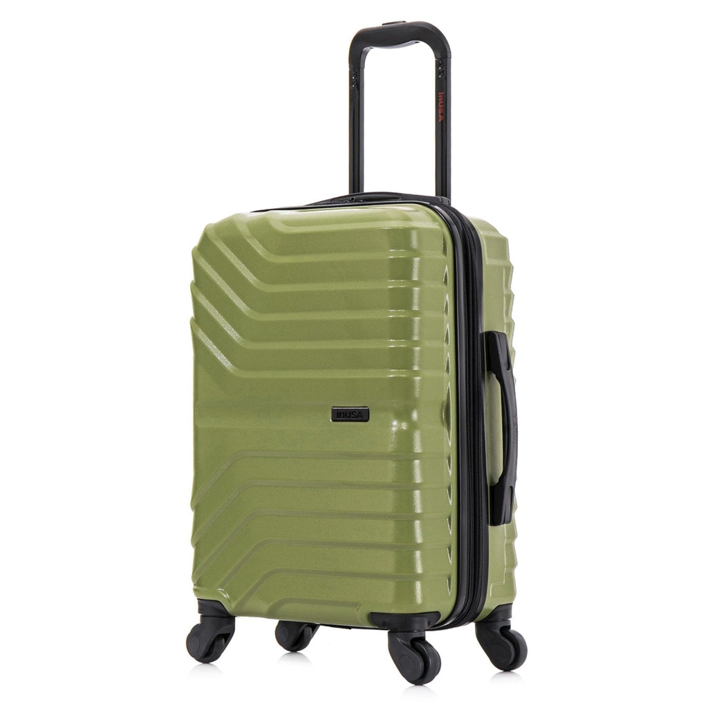 InUSA AURUM Hardside Luggage with Spinner Wheels | 20 in Durable Lightweight Carry on Suitcase for Travel | Zipper Clouser Suit Case with Gel Handles and Trolley | Green